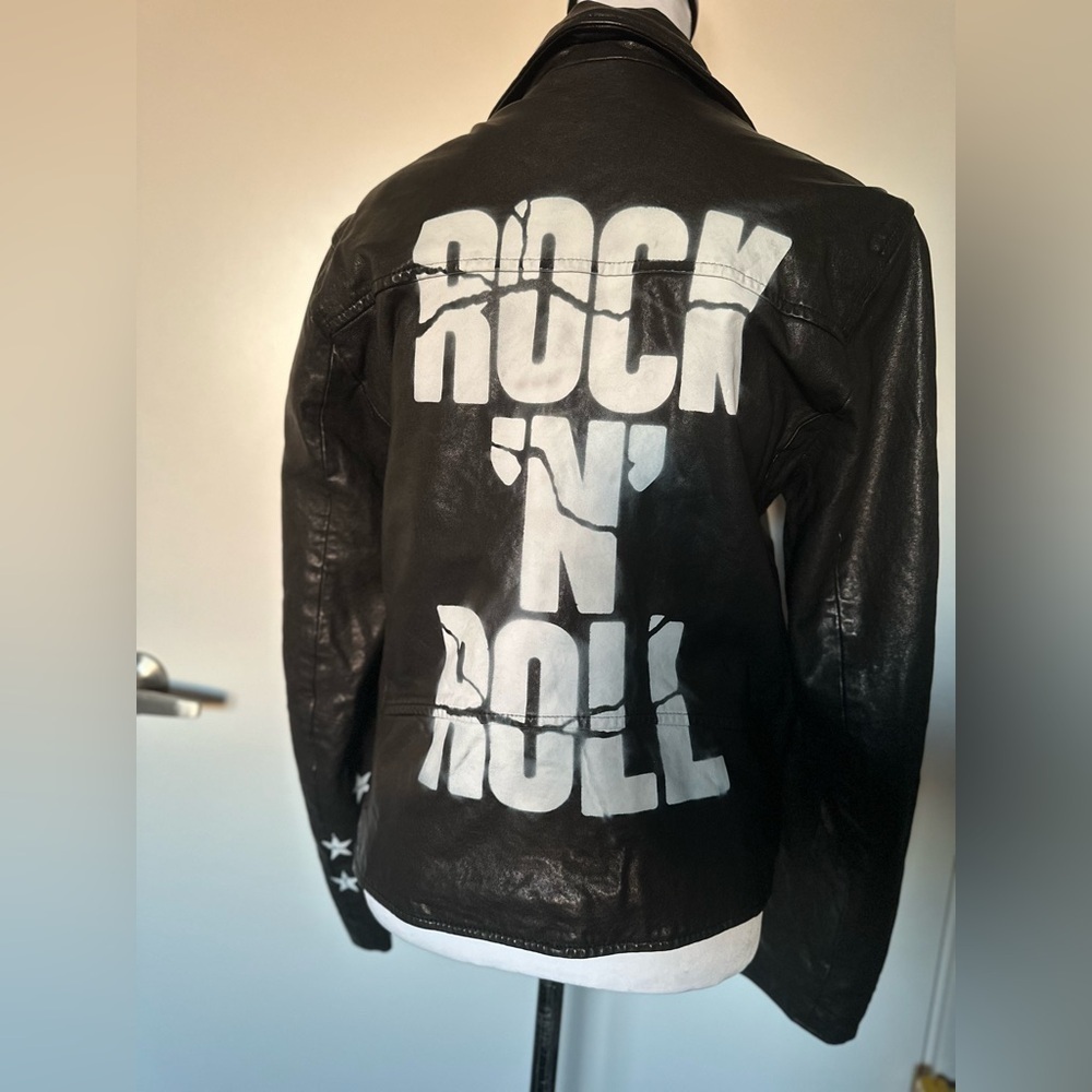 Lauren moshi rock ‘n’ roll 100 % lamb leather moto jacket women’s